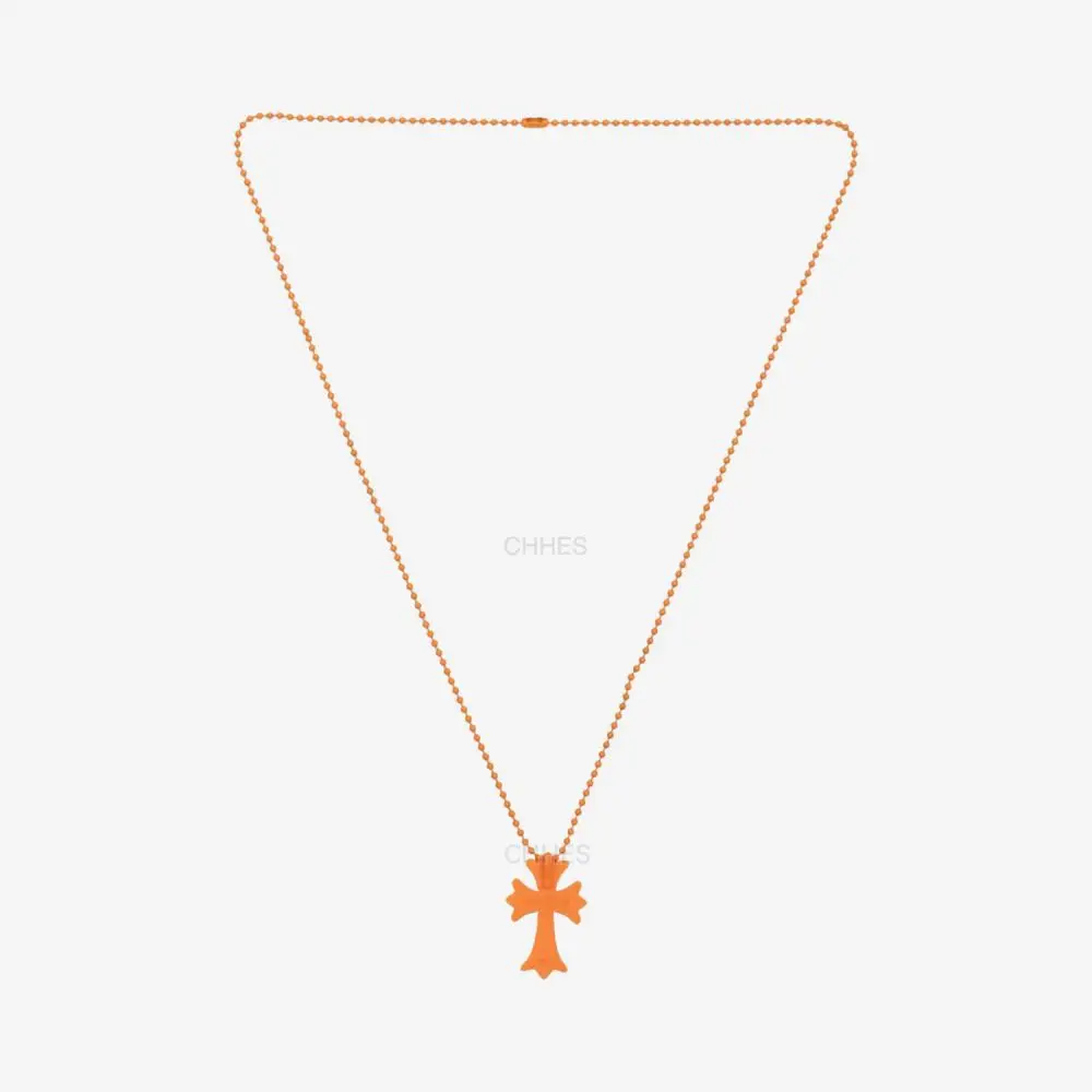 克罗心 橙色硅胶黄铜十字架项链（套装）