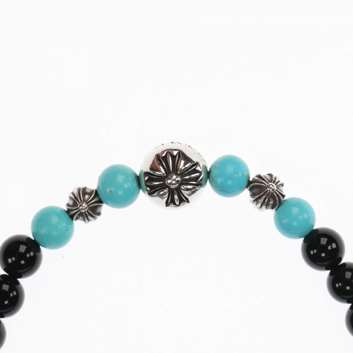 林　五百万石　火入 CHROME HEARTS 克罗心6MM黑曜石x绿松石4银珠手链- CHHES