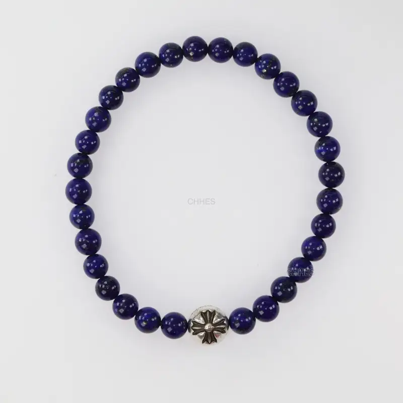 Chrome hearts 克罗心 十字花字母球青金石6MM手链