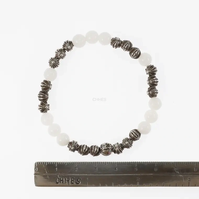 Chrome hearts 克罗心 19银珠6MM白玛瑙手链