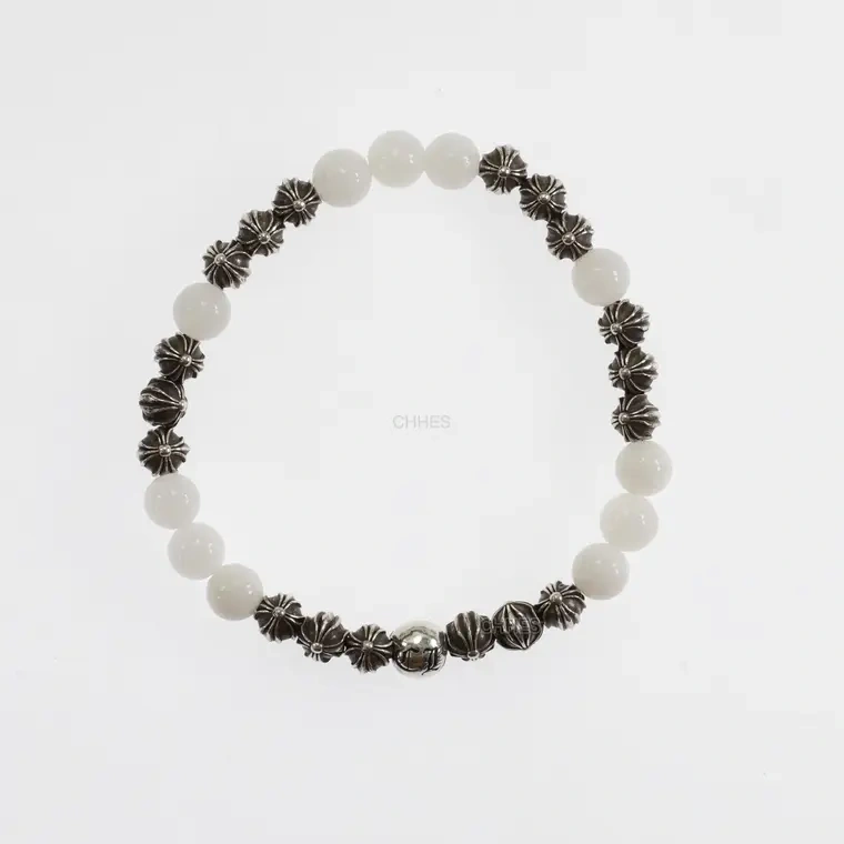 Chrome hearts 克罗心 19银珠6MM白玛瑙手链