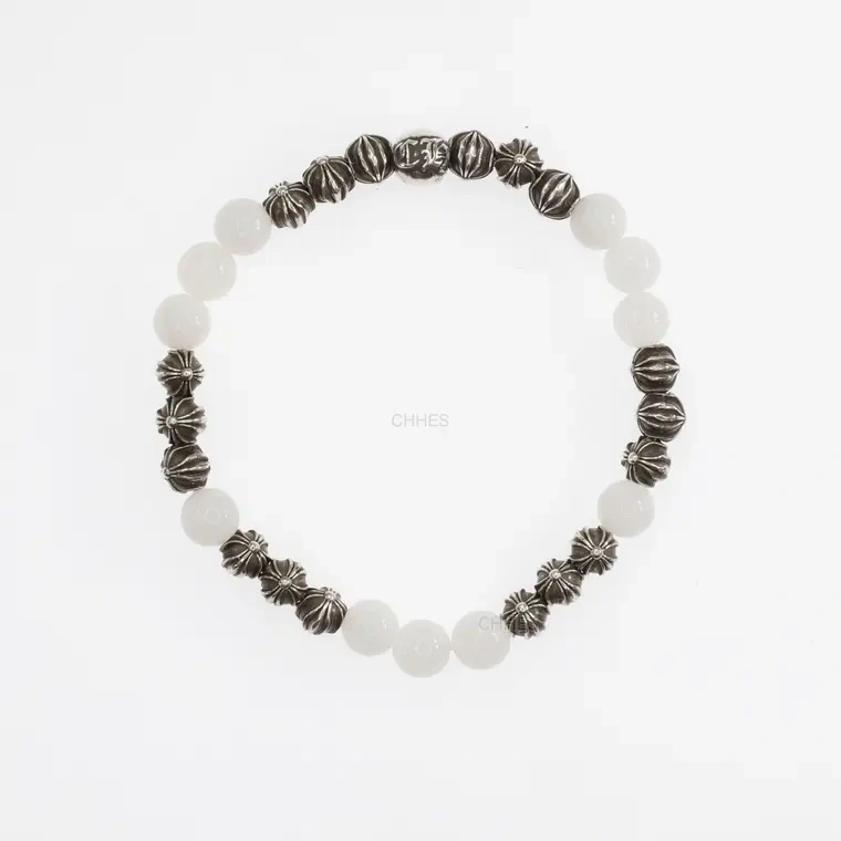 Chrome hearts 克罗心 19银珠6MM白玛瑙手链