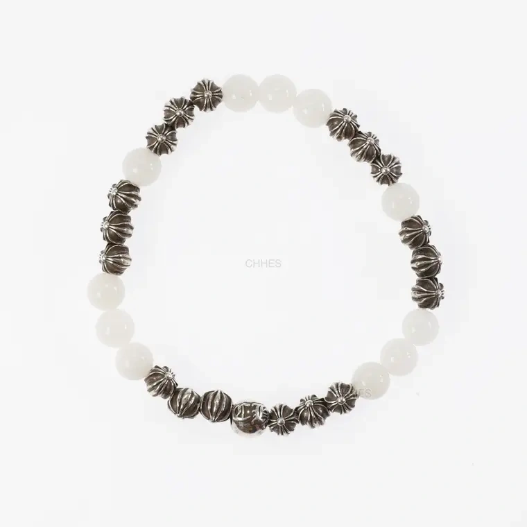 Chrome hearts 克罗心 19银珠6MM白玛瑙手链