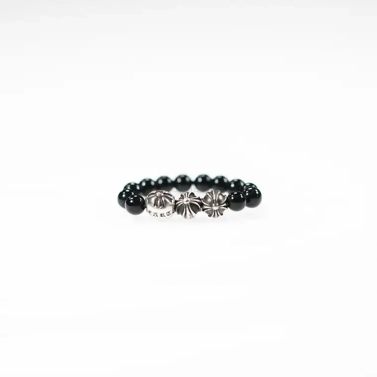 Chromehearts 克罗心 3银黑曜石珠戒指