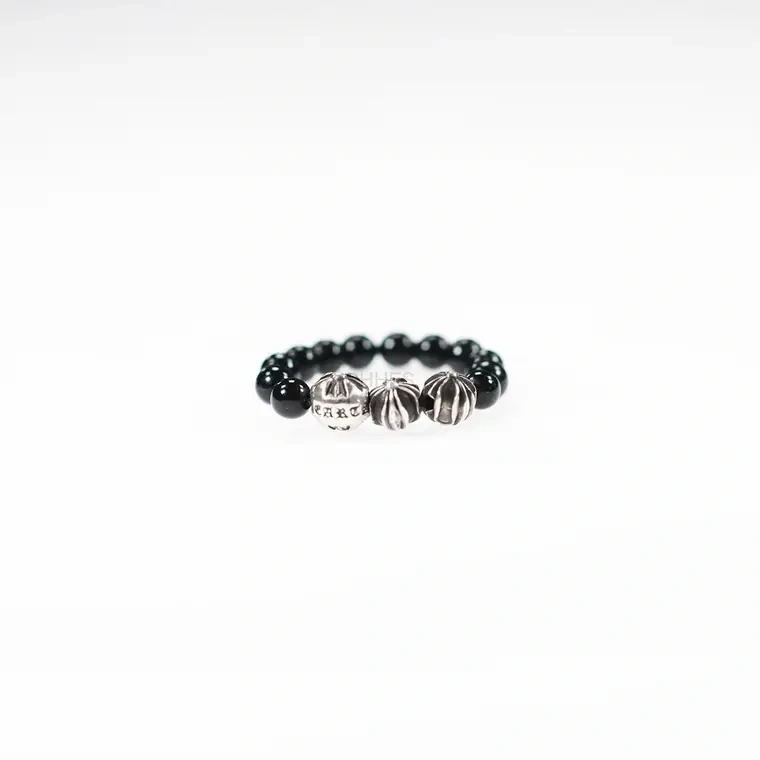 Chromehearts 克罗心 3银黑曜石珠戒指