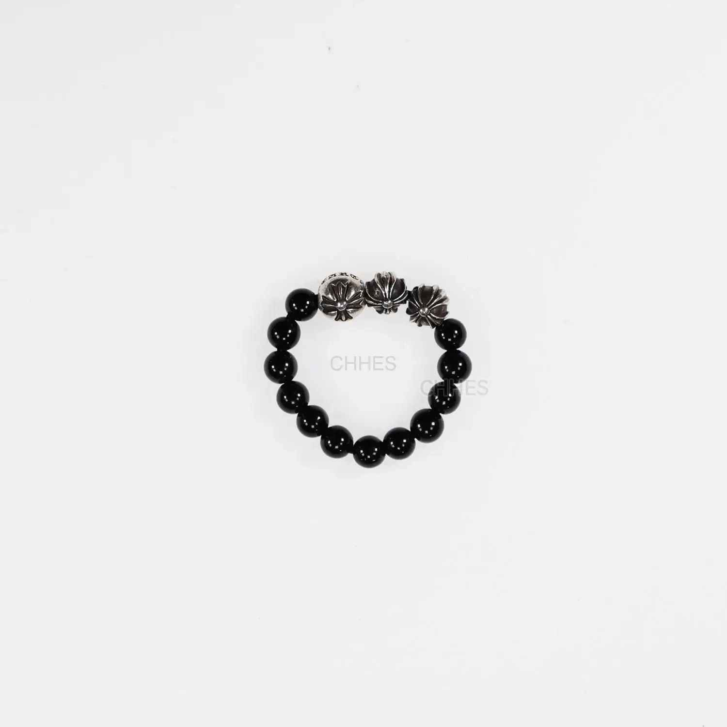 Chromehearts 克罗心 3银黑曜石珠戒指
