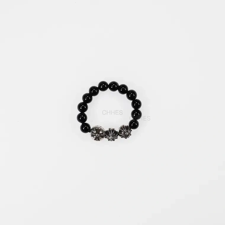 Chromehearts 克罗心 3银黑曜石珠戒指