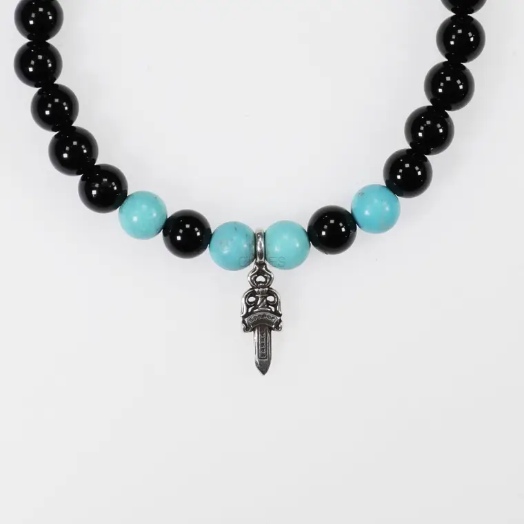 Chrome hearts 克罗心 6MM黑曜石x绿松石宝剑手串
