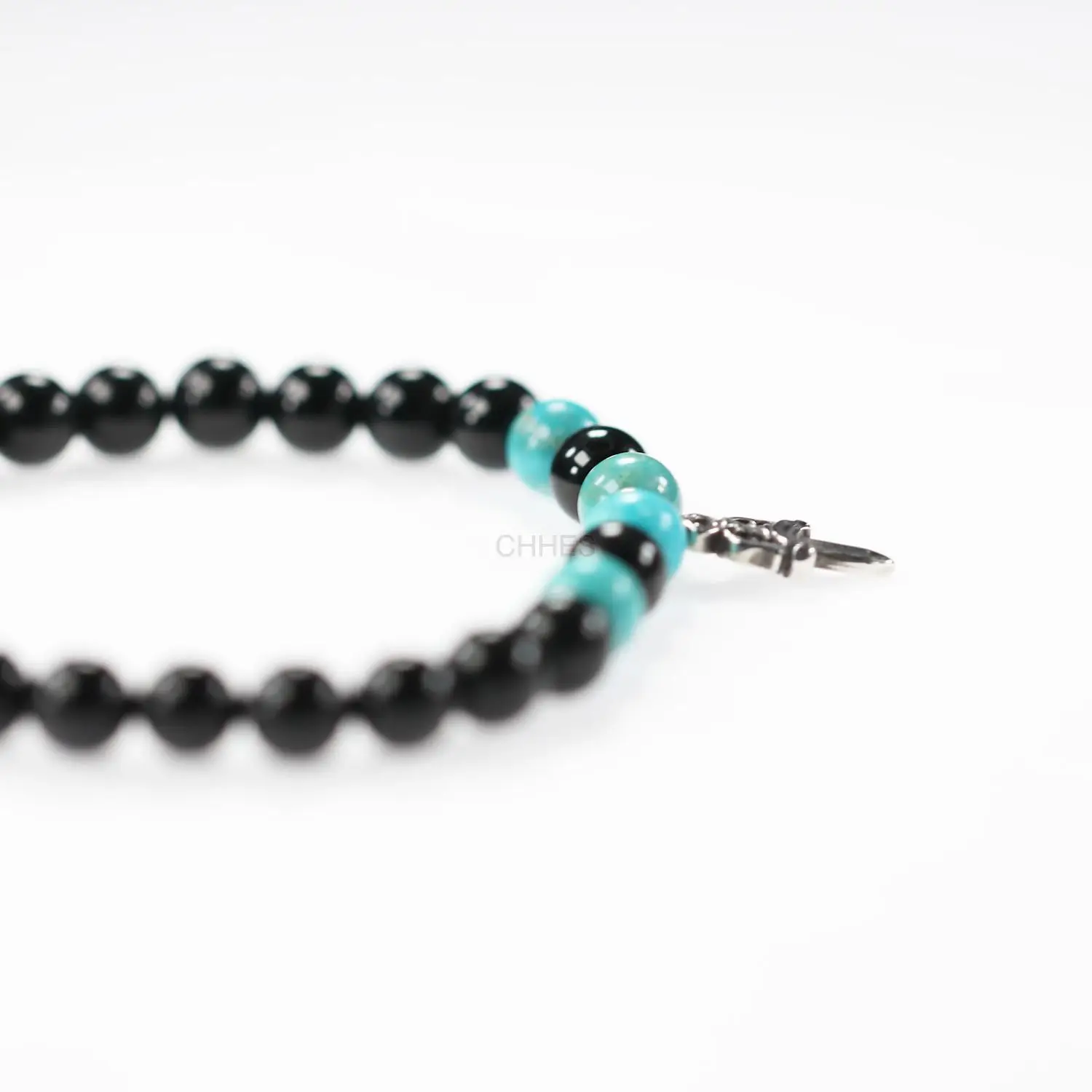 Chrome hearts 克罗心 6MM黑曜石x绿松石宝剑手串