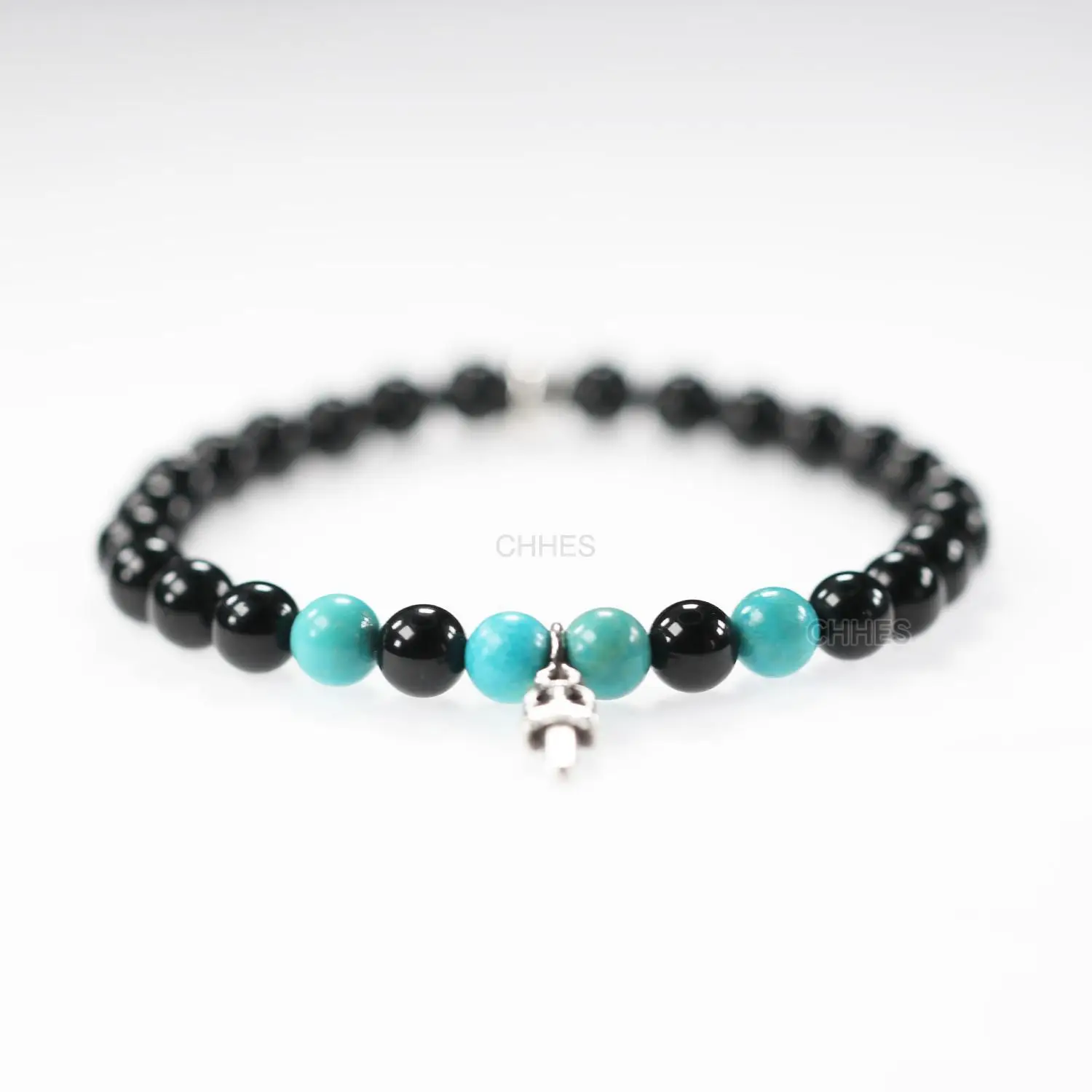 Chrome hearts 克罗心 6MM黑曜石x绿松石宝剑手串
