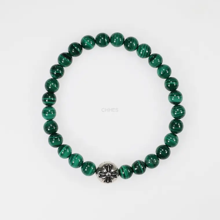 Chrome hearts 克罗心 十字花字母球孔雀石6MM手链