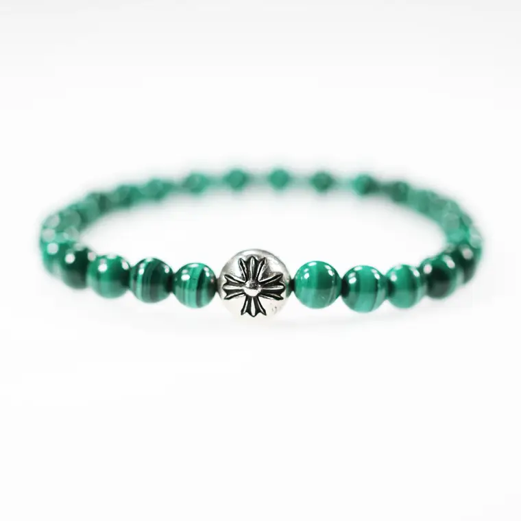 Chrome hearts 克罗心 十字花字母球孔雀石6MM手链