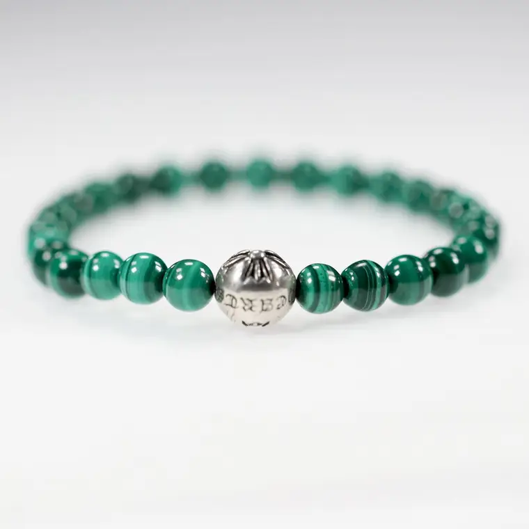 Chrome hearts 克罗心 十字花字母球孔雀石6MM手链