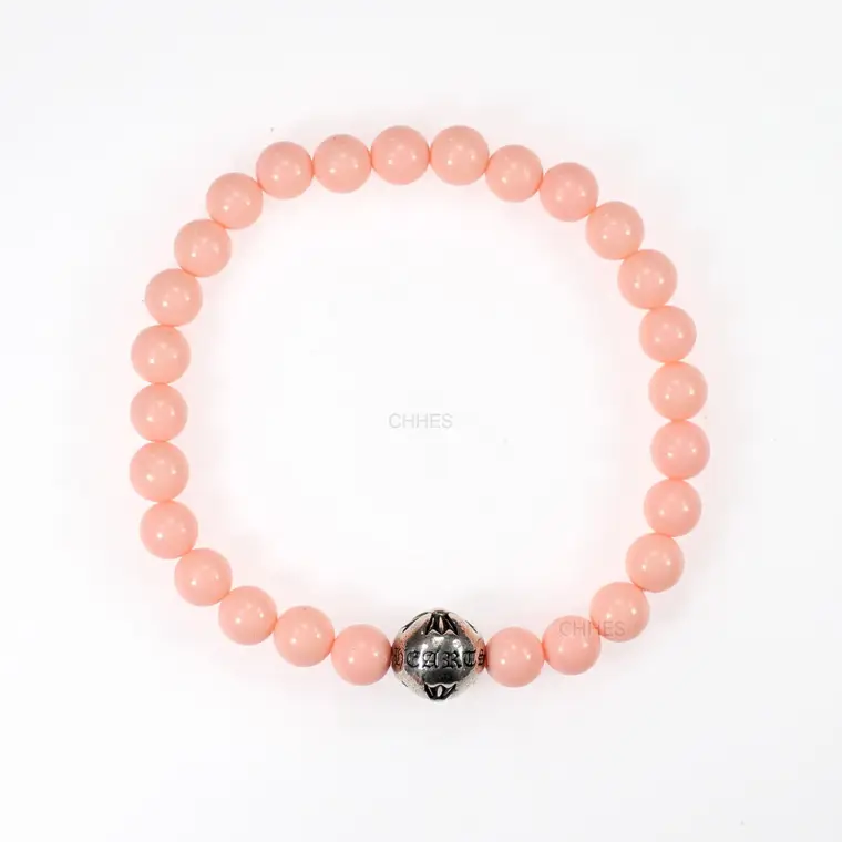 Chrome hearts 克罗心 十字花字母球粉珠6MM手链