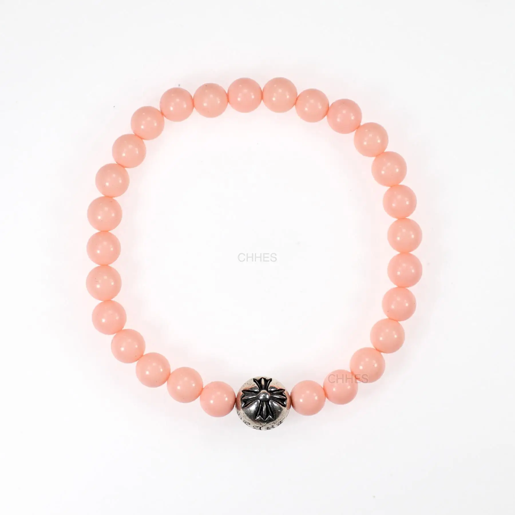 Chrome hearts 克罗心 十字花字母球粉珠6MM手链