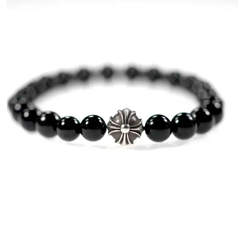 Chrome hearts 克罗心 单球十字花球黑曜石8MM手链