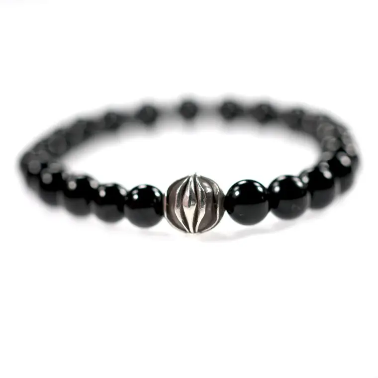 Chrome hearts 克罗心 单球十字花球黑曜石8MM手链