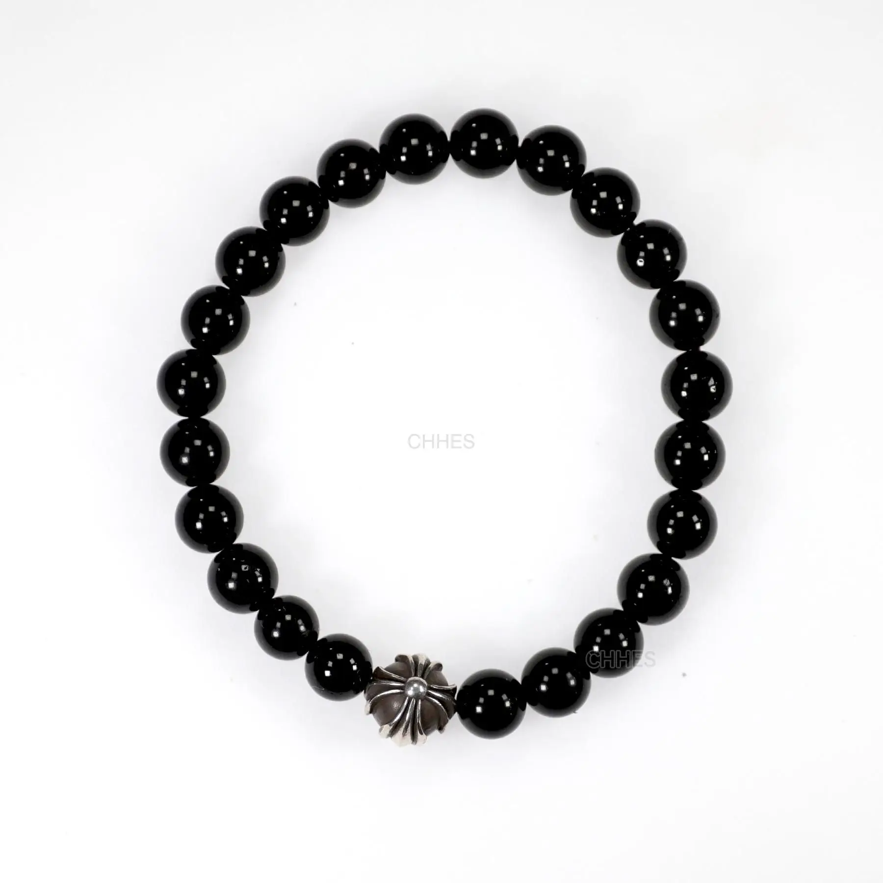 Chrome hearts 克罗心 单球十字花球黑曜石8MM手链