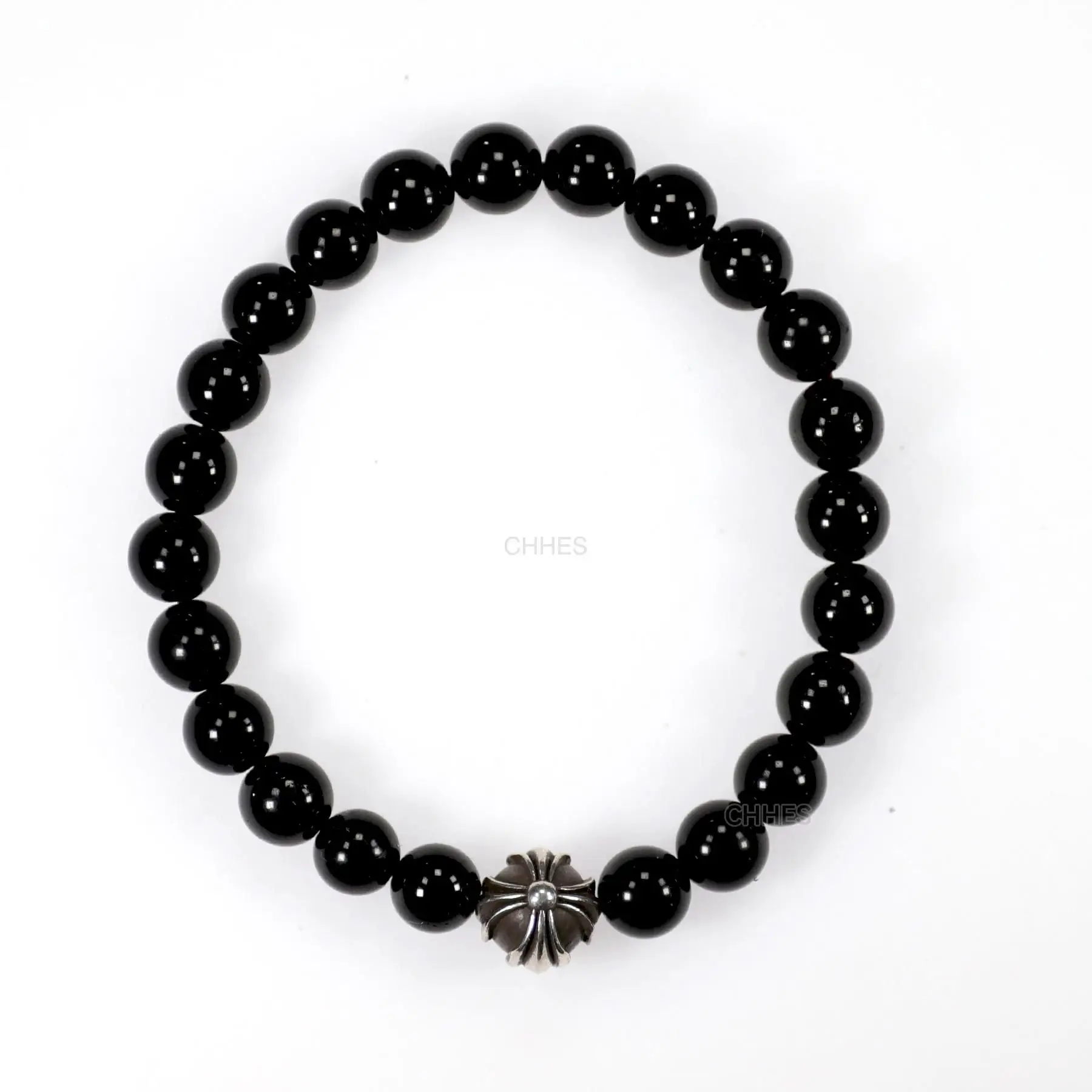 Chrome hearts 克罗心 单球十字花球黑曜石8MM手链