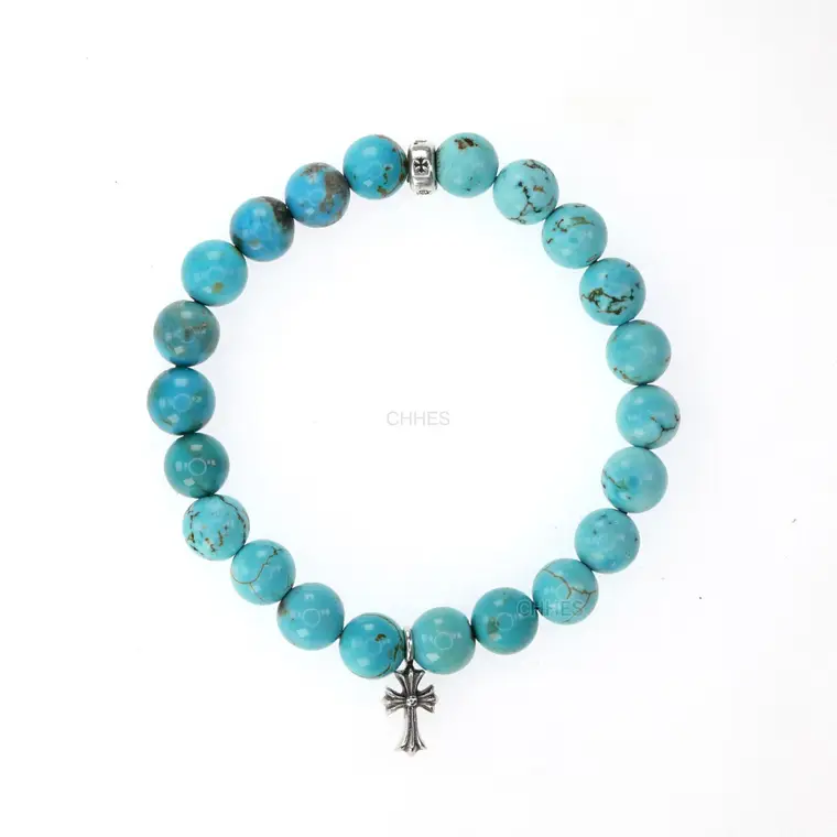 Chromehearts 克罗心 十字架绿松石8MM珠手链