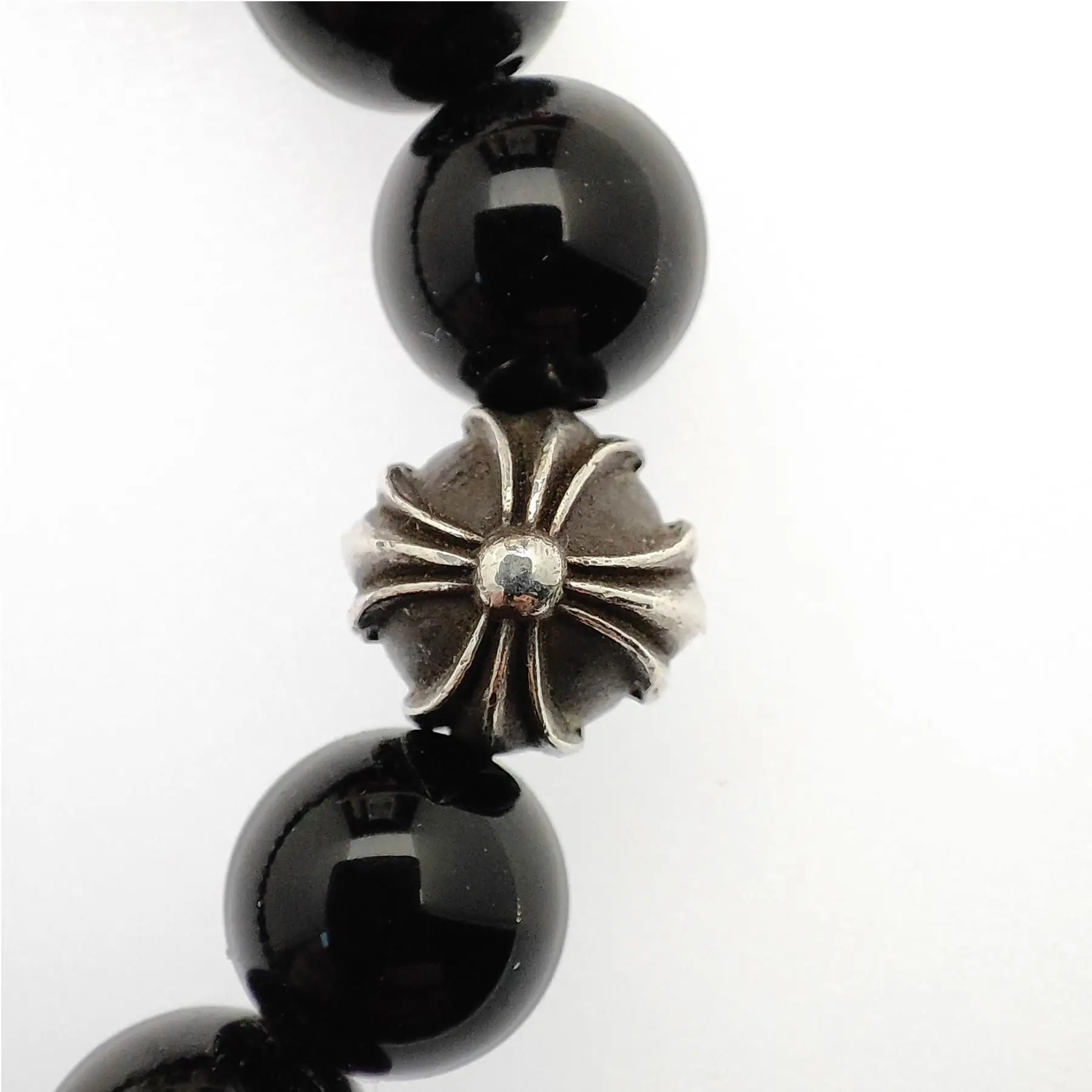 Chromehearts 克罗心 8MM黑曜石8银珠手链