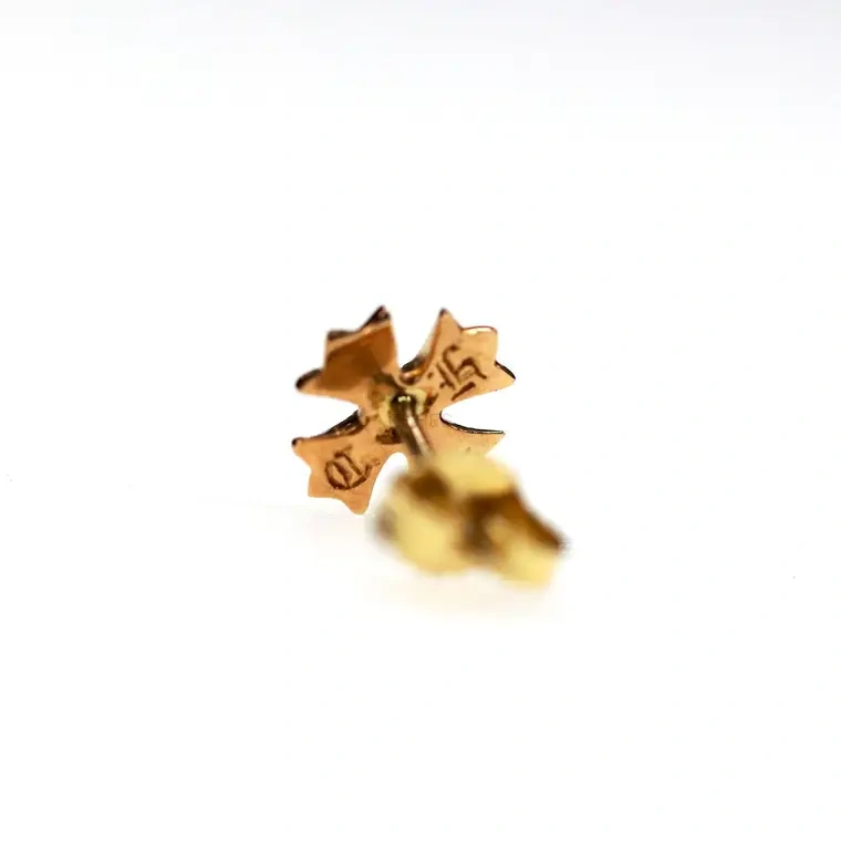 Chrome hearts 克罗心 22K黄金祖母绿小号十字花耳钉