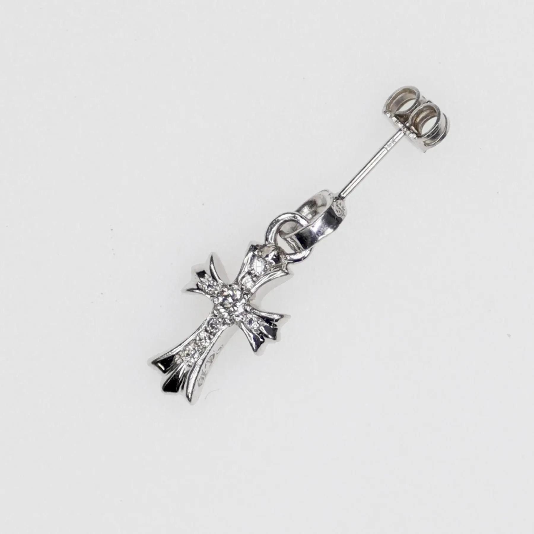 Chrome hearts 克罗心 18K白金全钻babyfat十字架耳钉