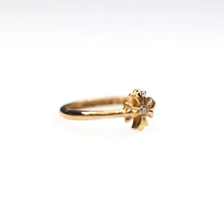 Chrome hearts 克罗心 22K镶钻圆环十字花泡泡糖戒指