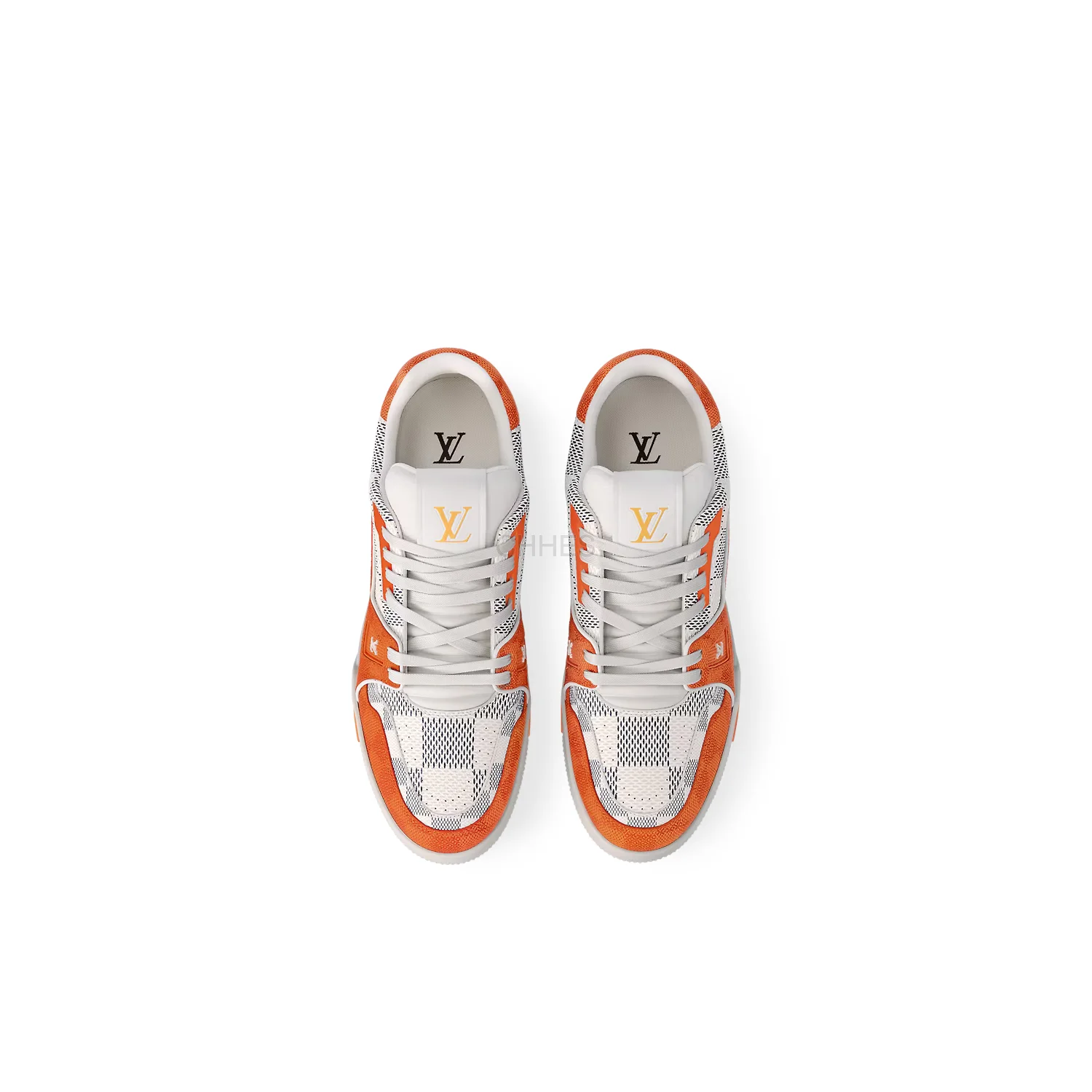 LOUIS VUITTON 男士 TRAINER 橘色棋盘格运动鞋 1AC56N