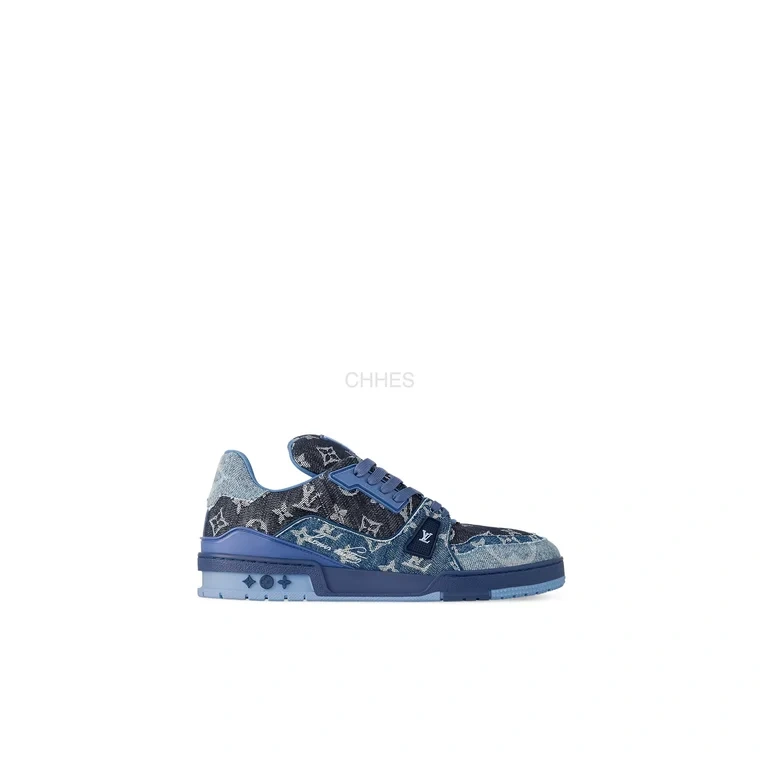LOUIS VUITTON 男士 TRAINER 蓝色牛仔老花运动鞋 1AC4YR