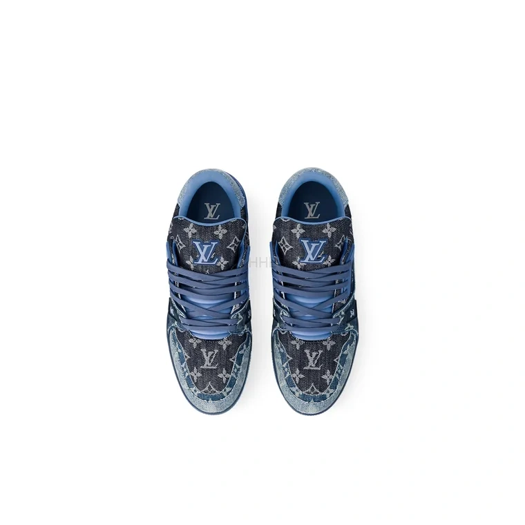 LOUIS VUITTON 男士 TRAINER 蓝色牛仔老花运动鞋 1AC4YR