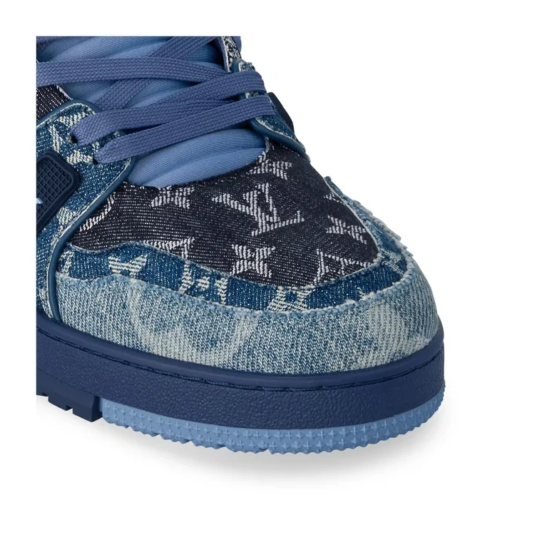 LOUIS VUITTON 男士 TRAINER 蓝色牛仔老花运动鞋 1AC4YR