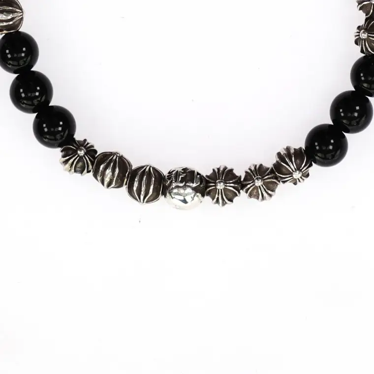 Chrome hearts 克罗心 19银珠6MM黑曜石手链