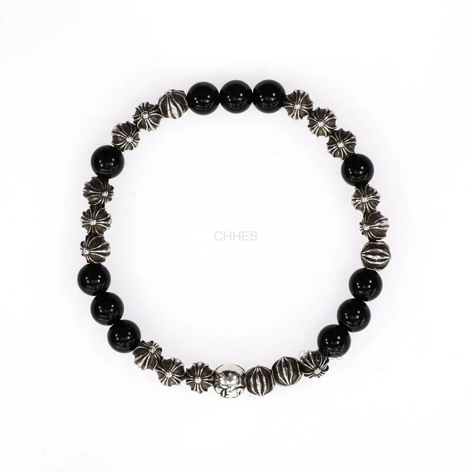 Chrome hearts 克罗心 19银珠6MM黑曜石手链