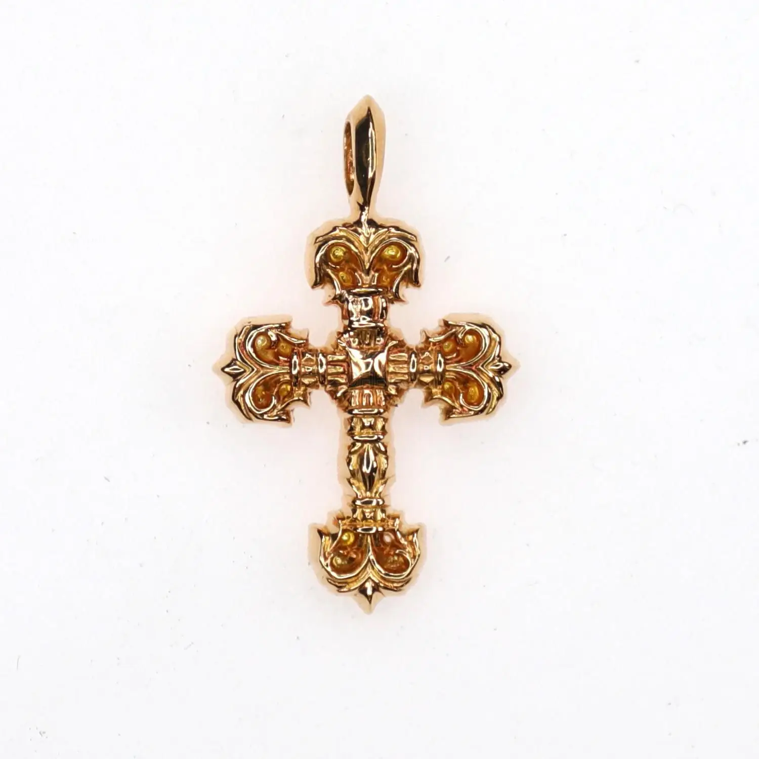 Chrome hearts 克罗心 22K黄金小号Filigree火焰十字架吊坠