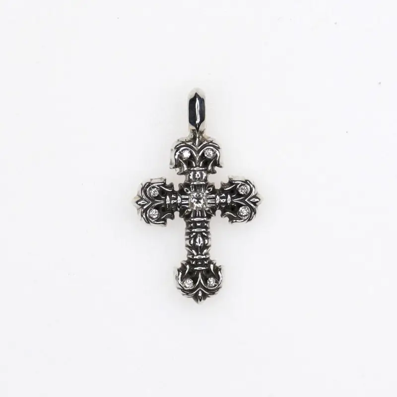 Chrome hearts 克罗心 9钻小号Filigree火焰十字架吊坠