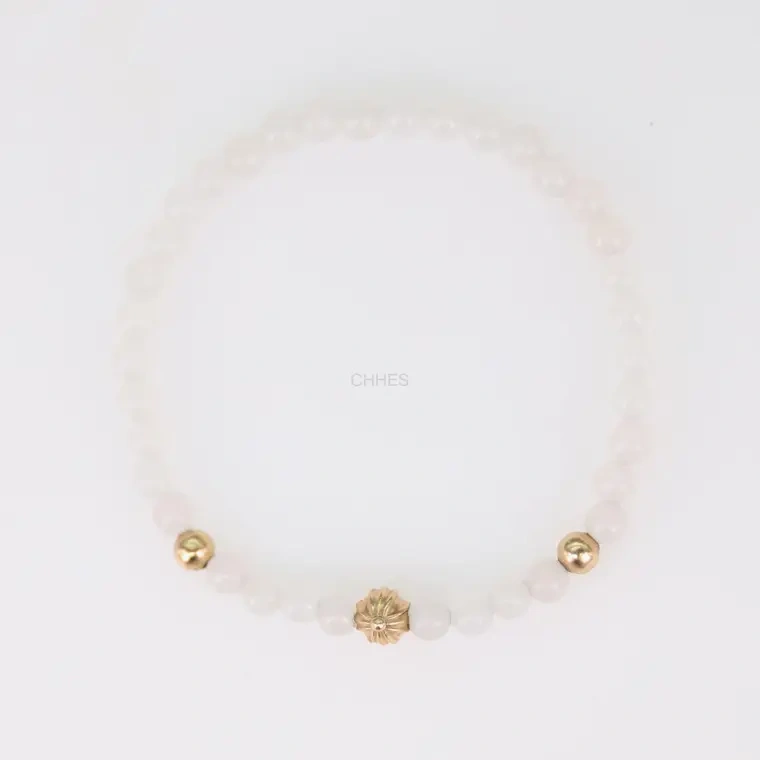 Chrome hearts 克罗心 22K金3金球白玛瑙4MM手链