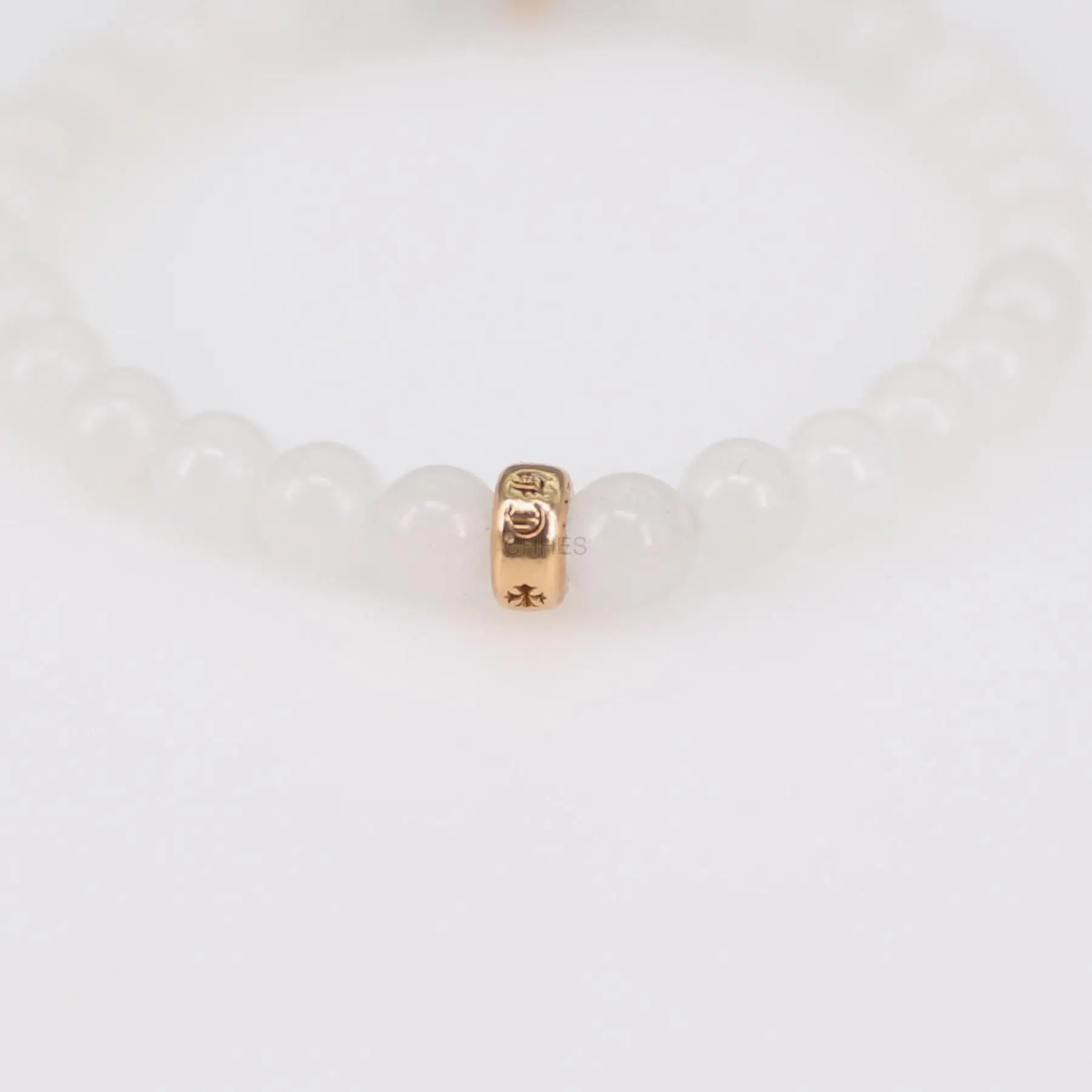 Chrome hearts 克罗心 22K金十字架白玛瑙6MM手串