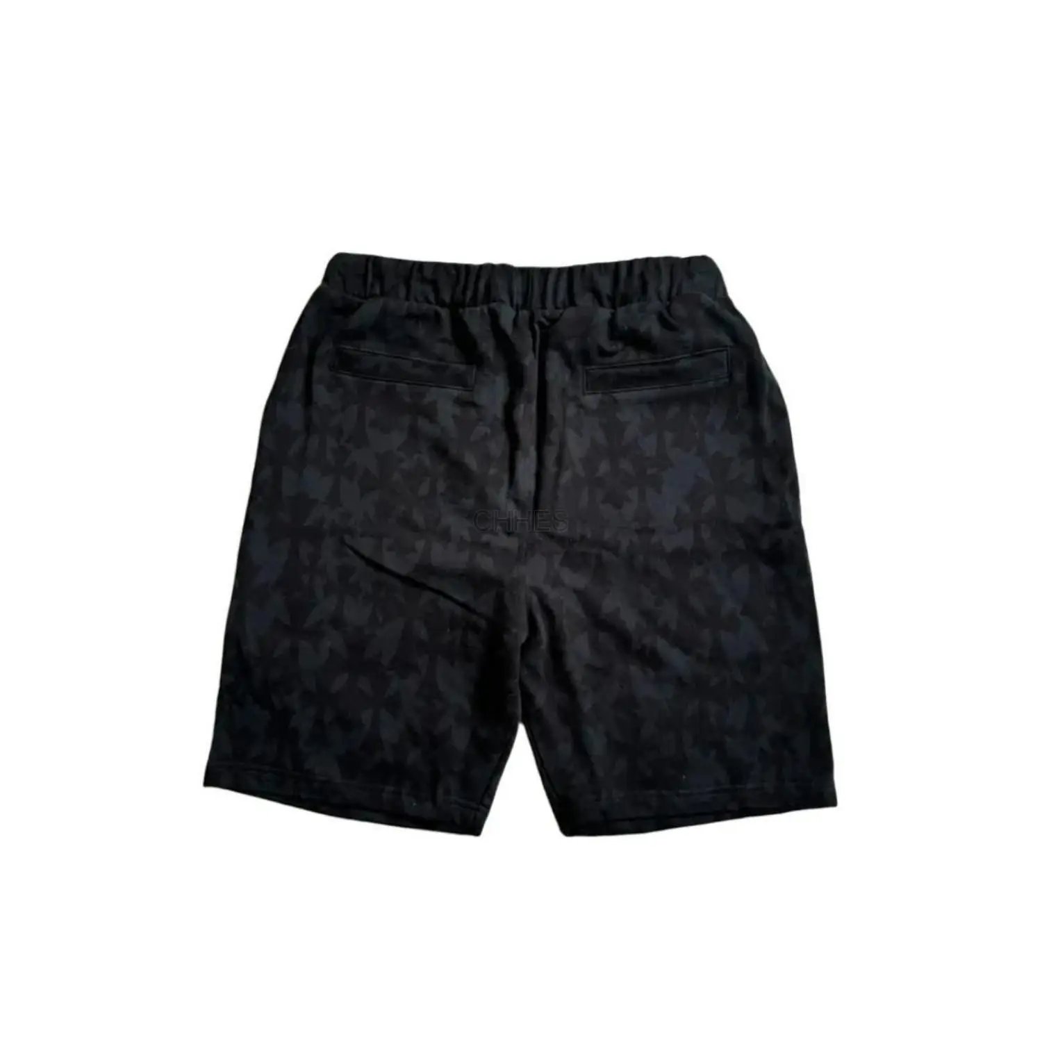 Chrome hearts 克罗心 SS24 暗纹 LOGO 印花抽绳系带休闲短裤 黑色