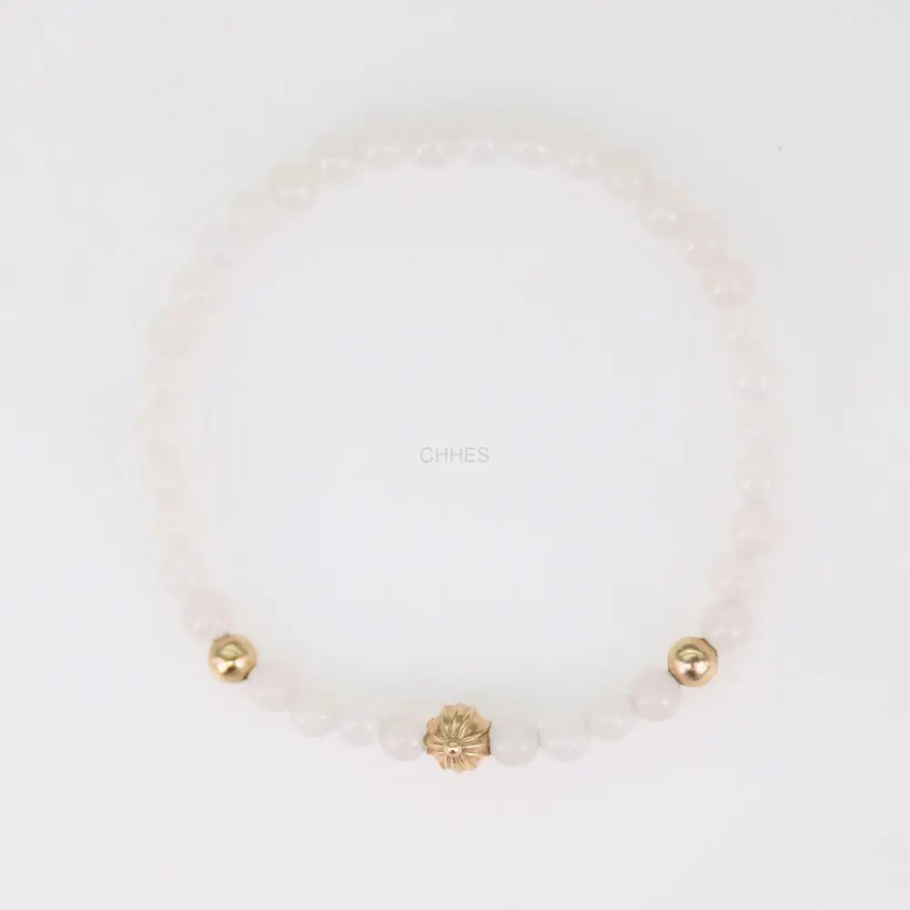 Chrome hearts 克罗心 22K金3金球白玛瑙4MM手链