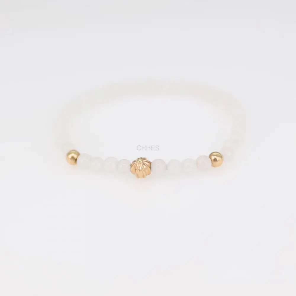 Chrome hearts 克罗心 22K金3金球白玛瑙4MM手链