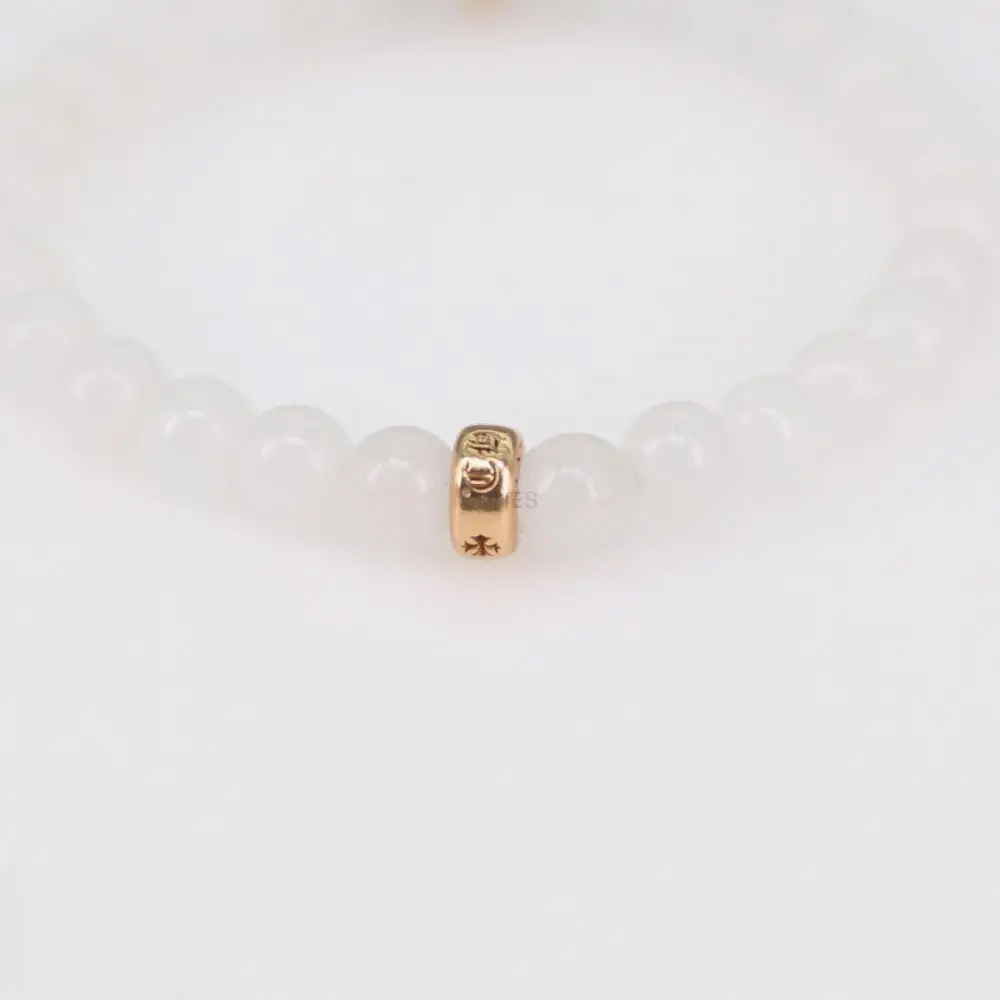 Chrome hearts 克罗心 22K金十字架白玛瑙6MM手串