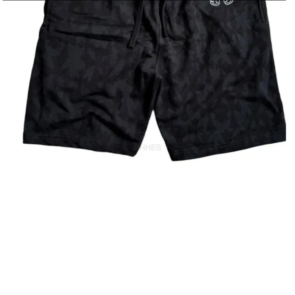 Chrome hearts 克罗心 SS24 暗纹 LOGO 印花抽绳系带休闲短裤 黑色