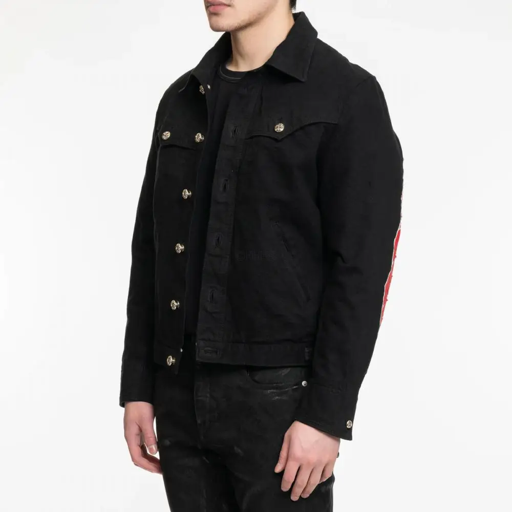 Chrome hearts 克罗心 JDGMNT WSH 红色火焰藤蔓臂纹牛仔外套
