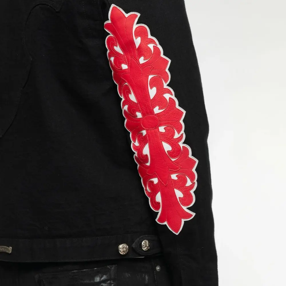 Chrome hearts 克罗心 JDGMNT WSH 红色火焰藤蔓臂纹牛仔外套
