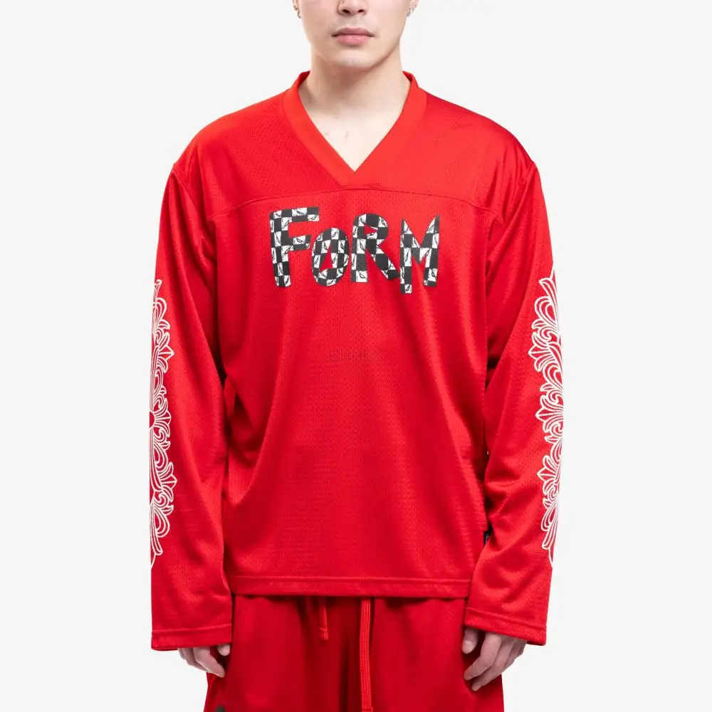 Chrome hearts 克罗心 红色运动网眼校队冰球服长袖