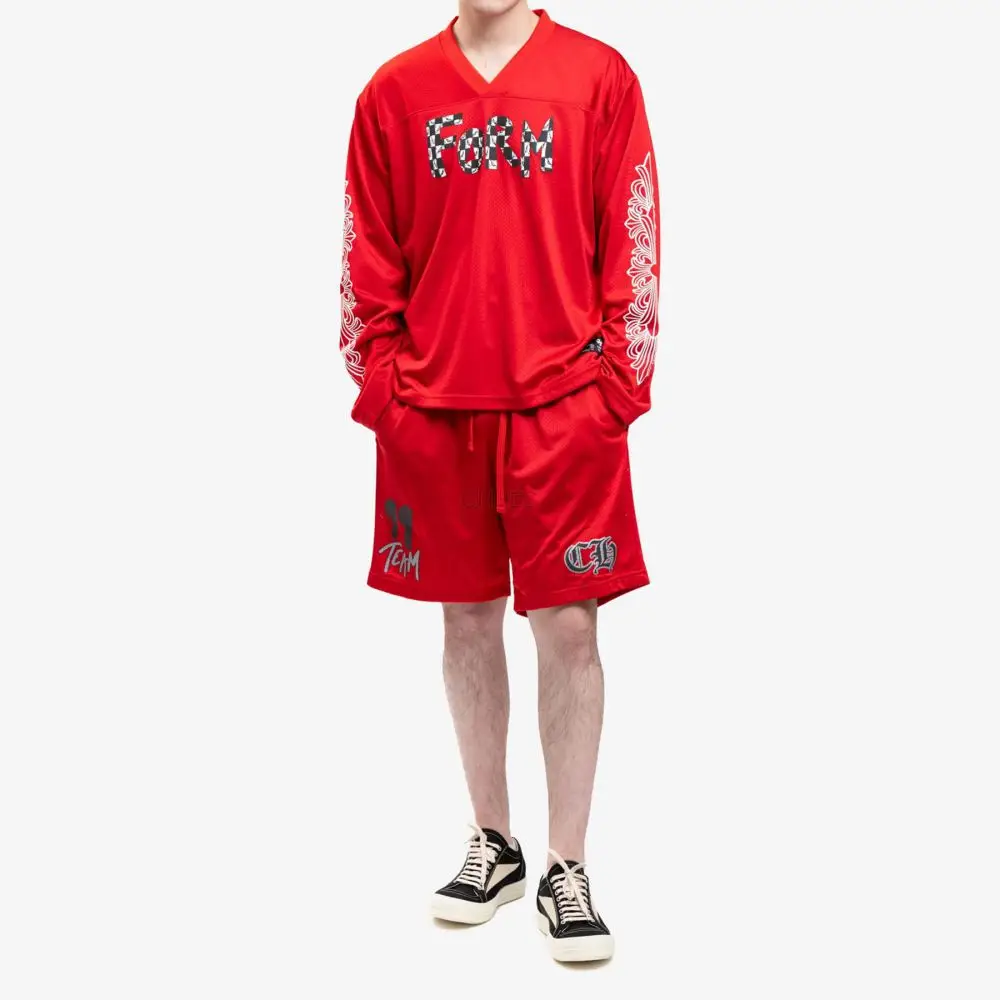 Chrome hearts 克罗心 红色运动网眼校队冰球服长袖