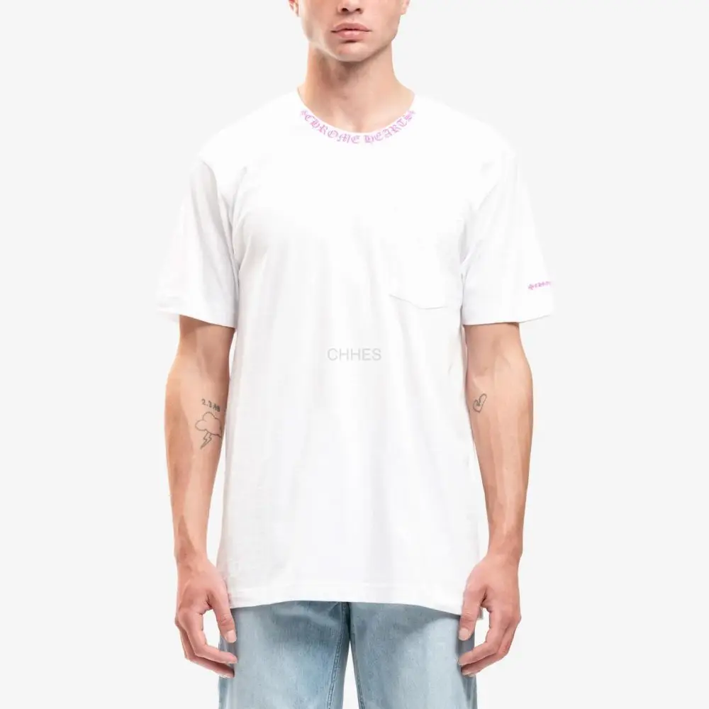 克罗心 Chrome hearts 领口紫色字母白色短袖TEE
