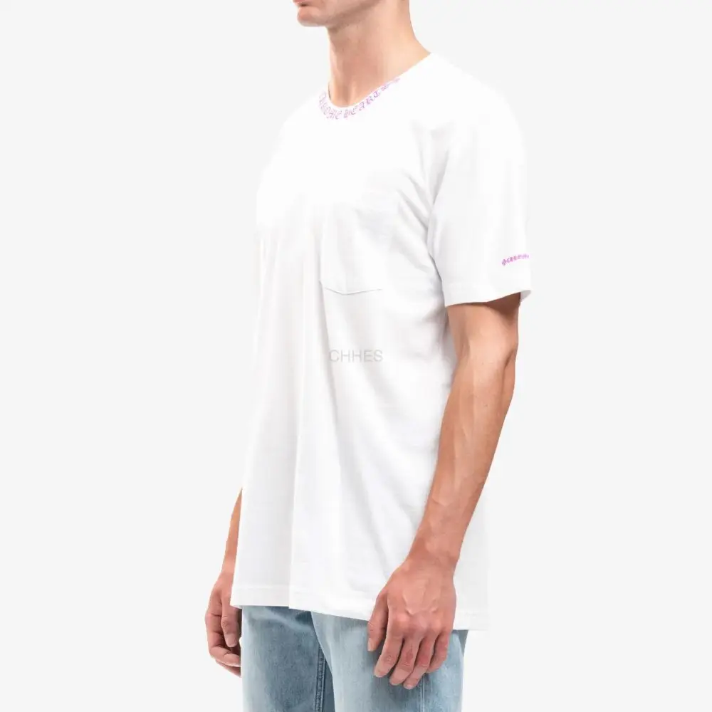 克罗心 Chrome hearts 领口紫色字母白色短袖TEE