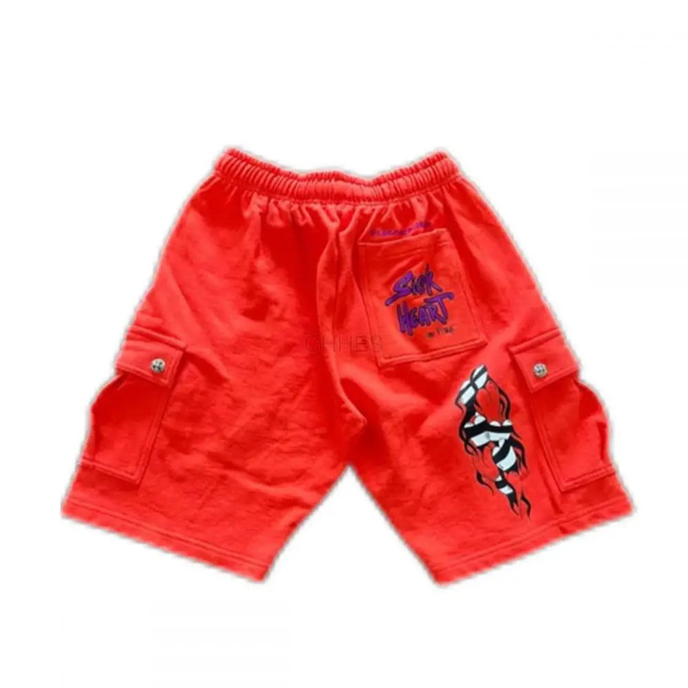 Chrome hearts 克罗心 Mattyboy SS24 SICK HEART 中腰直筒休闲短裤 橘色